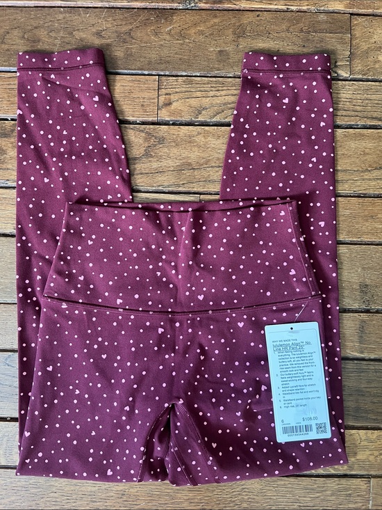 lululemon athletica Pants - Lululemon Scattered Heart Burgundy Bay Align No Line HR Leggings Size 6 NWT